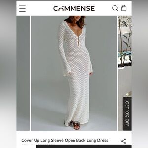 Commense Cream Knit Long Sleeve Dress